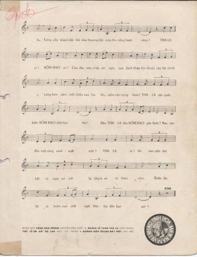 Sheet nhạc Hận Tha La - Trang 3