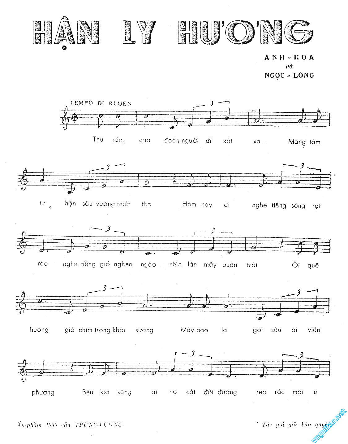 Sheet nhạc Hận ly hương - Trang 1