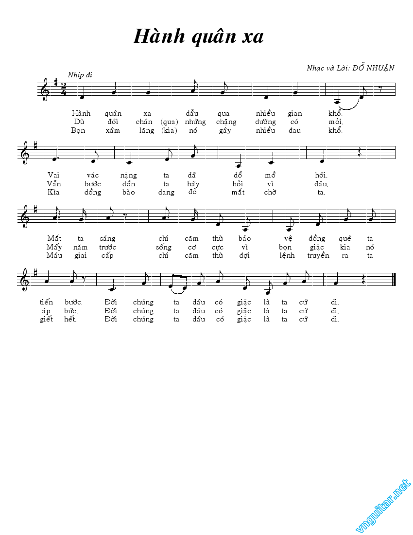 Sheet nhạc Hành quân xa - Trang 2