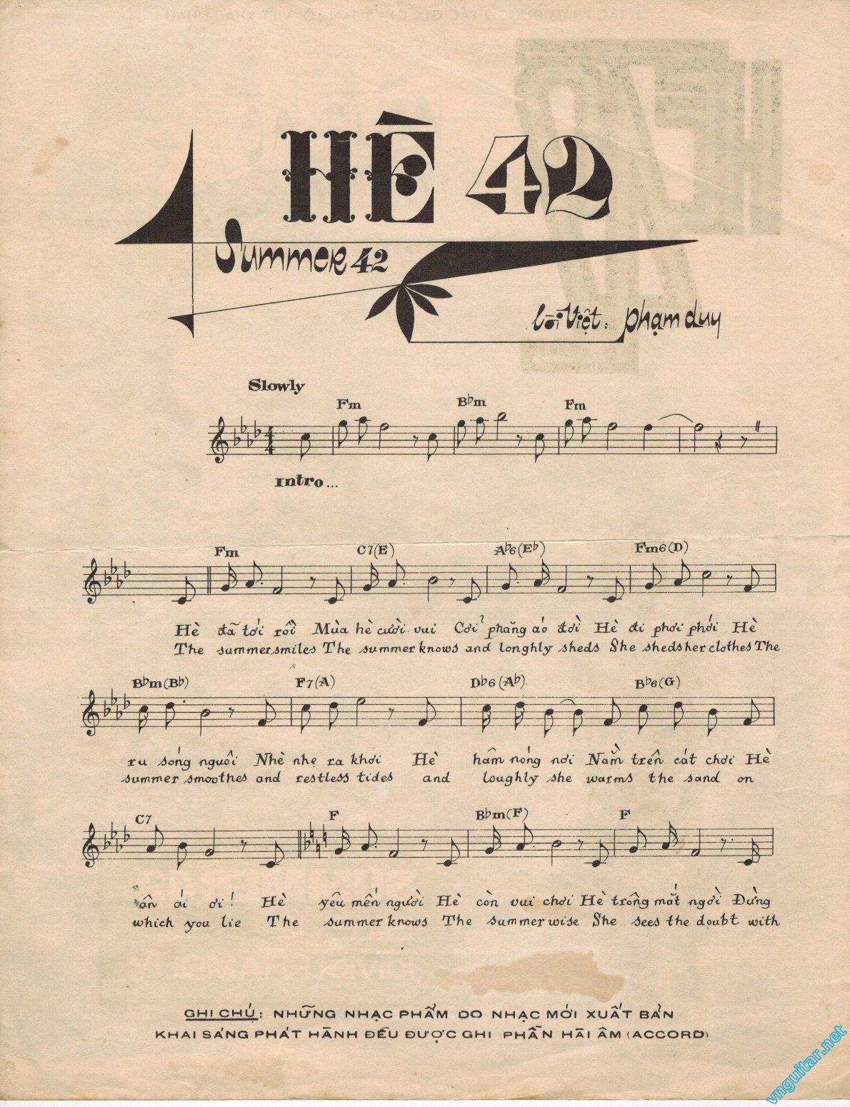 Sheet nhạc Hè 42 - Trang 1