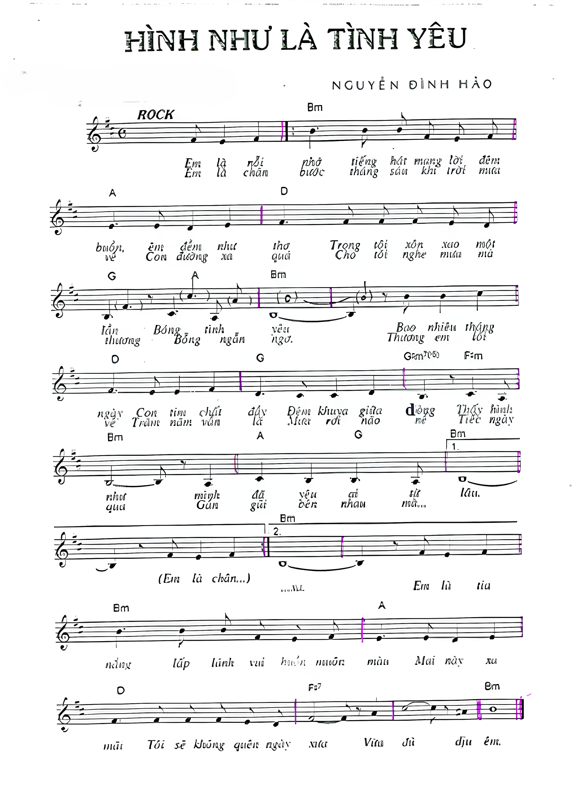 Sheet nhạc Hình như là tình yêu - Trang 1