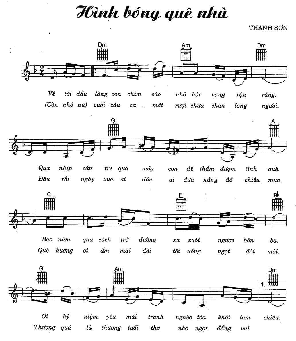 Sheet nhạc Hình bóng quê nhà - Trang 1