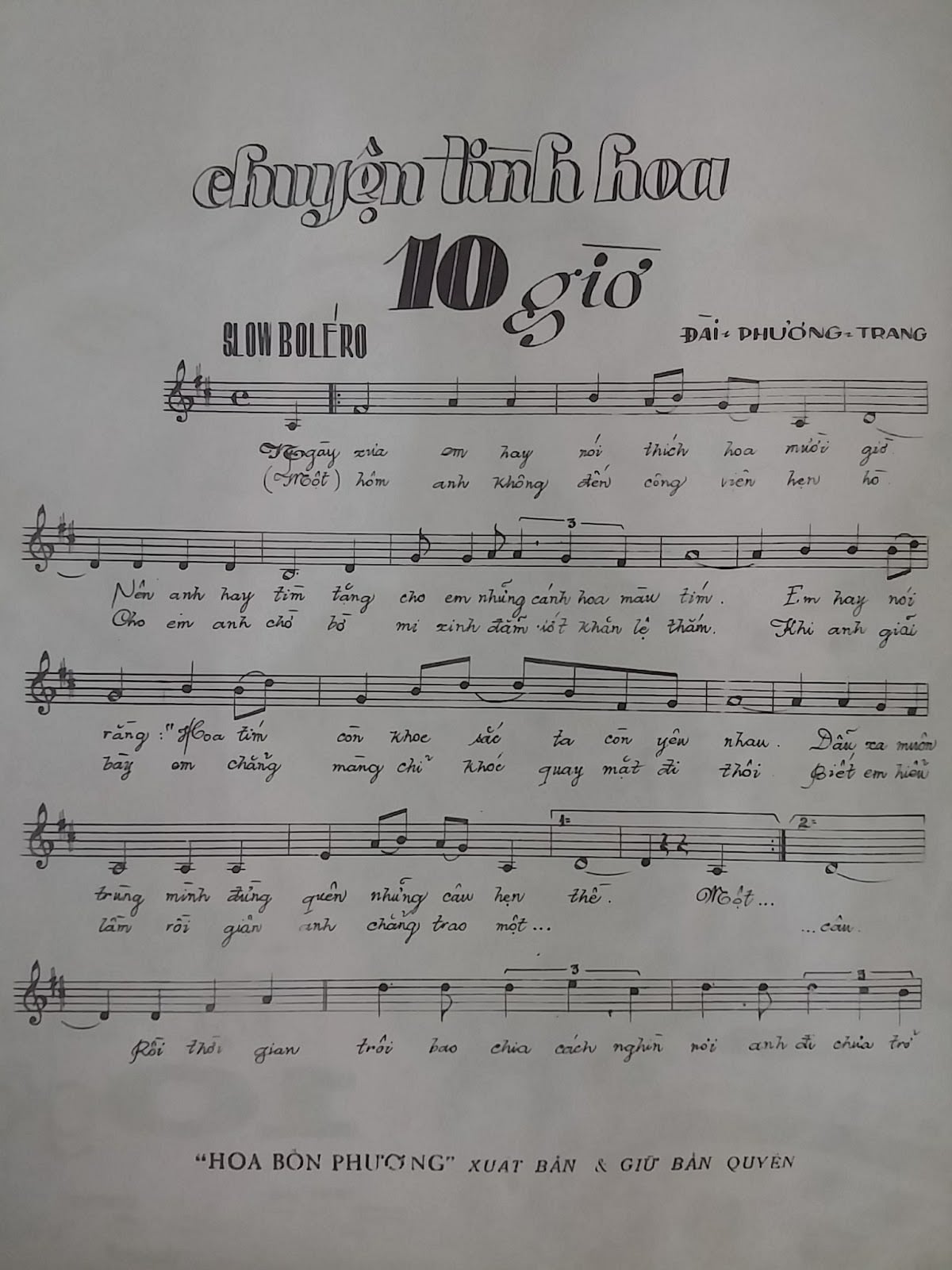 Sheet nhạc Chuyện tình hoa mười giờ - Trang 2