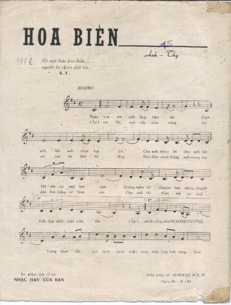 Sheet nhạc Hoa biển - Trang 2