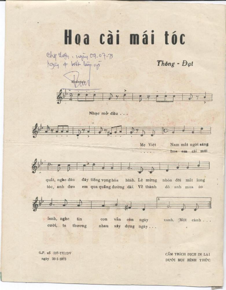 Sheet nhạc Hoa cài mái tóc - Trang 2