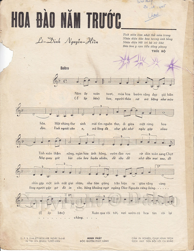 Sheet nhạc Hoa đào năm trước - Trang 2