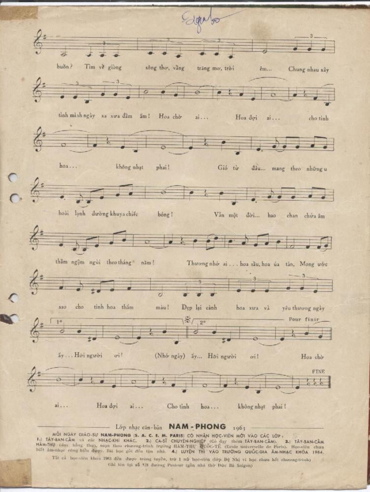 Sheet nhạc Hoa nhớ thương ai - Trang 3