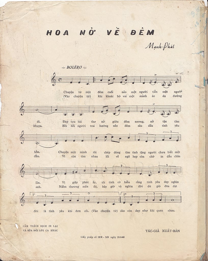 Sheet nhạc Hoa nở về đêm - Trang 2