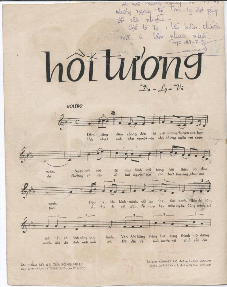 Sheet nhạc Hồi tưởng - Trang 2