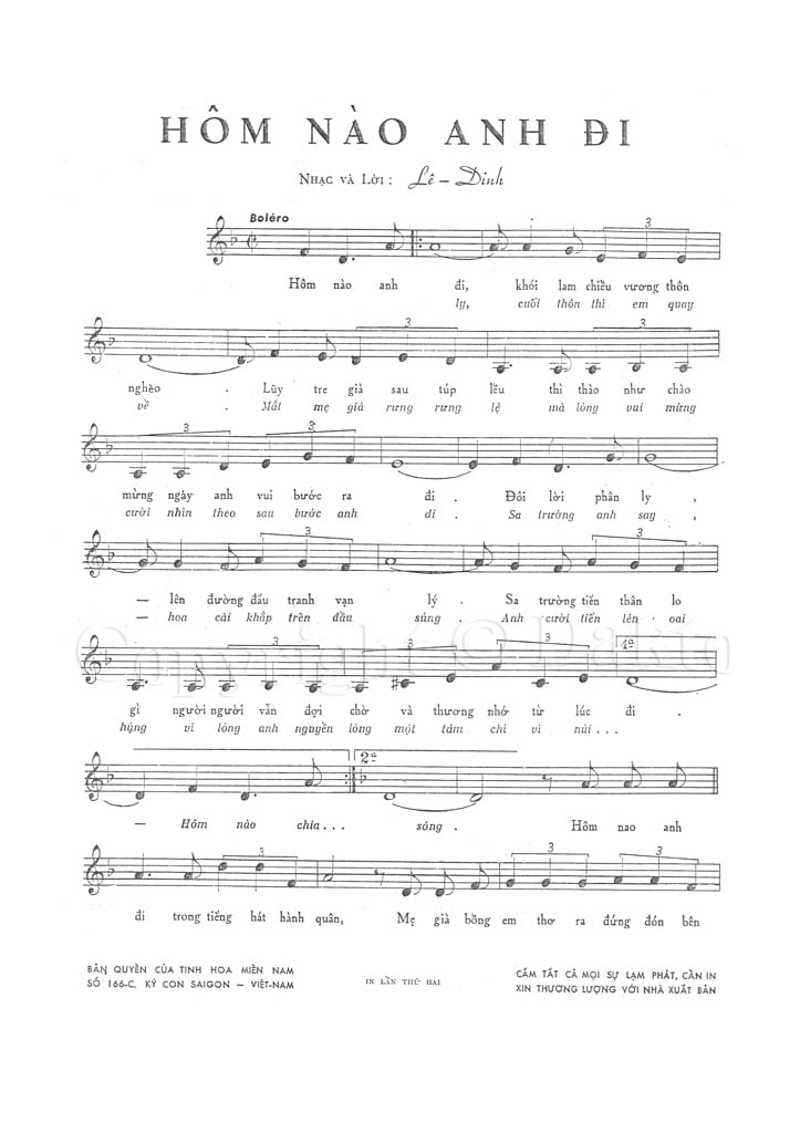 Sheet nhạc Hôm nào anh đi - Trang 1