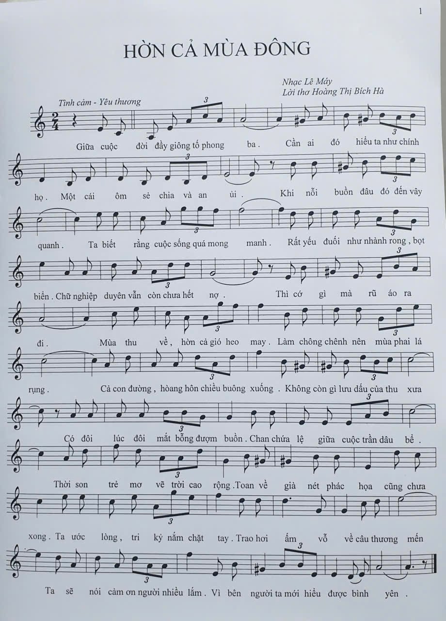Sheet nhạc Hờn cả mùa Đông - Trang 1