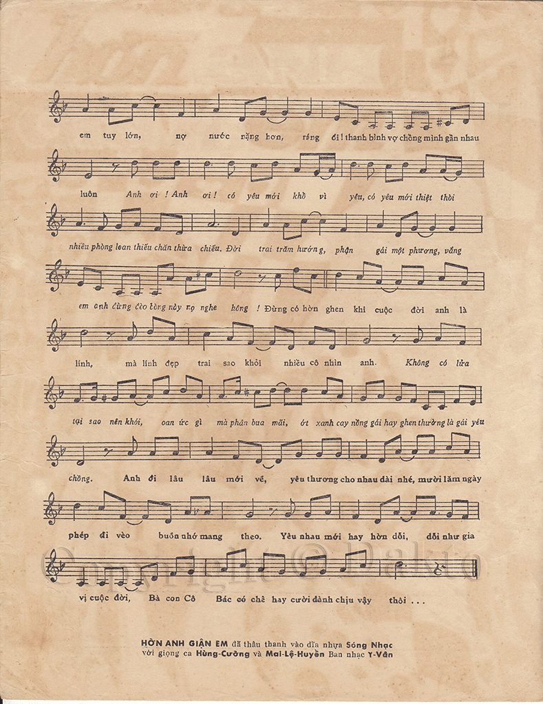 Sheet nhạc Hờn anh giận em - Trang 3