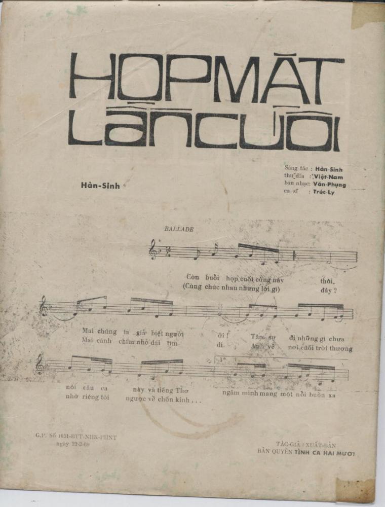 Sheet nhạc Họp mặt lần cuối - Trang 2