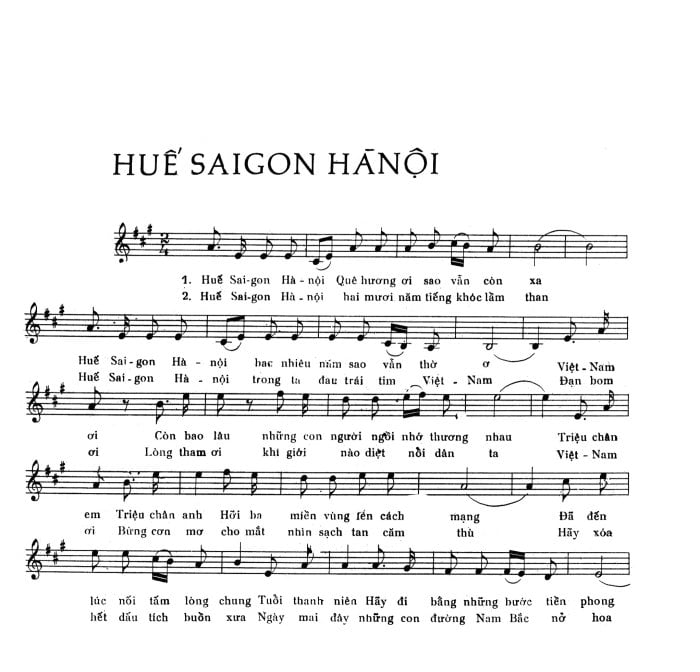 Sheet nhạc Huế Sài Gòn Hà Nội - Trang 1