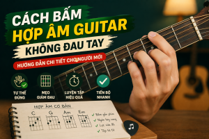 Cách bấm hợp âm guitar không đau tay cho người mới