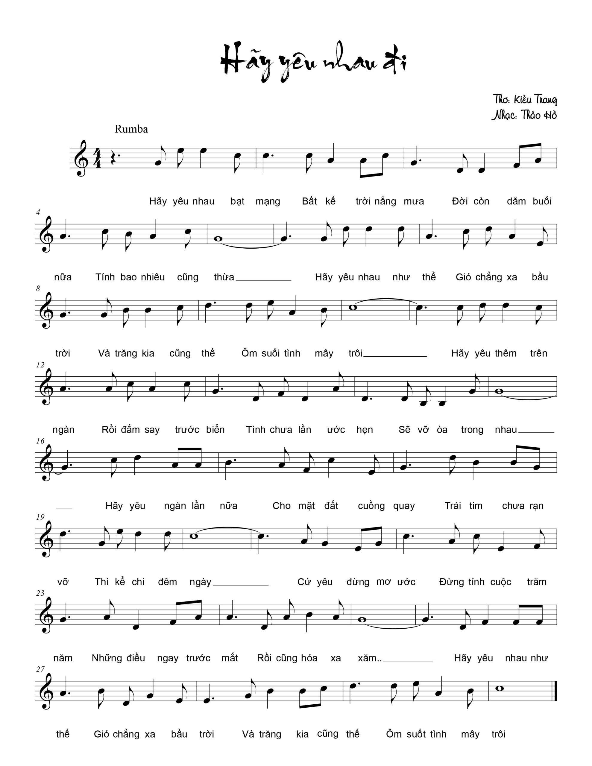 Sheet nhạc Hãy yêu nhau đi - Trang 1