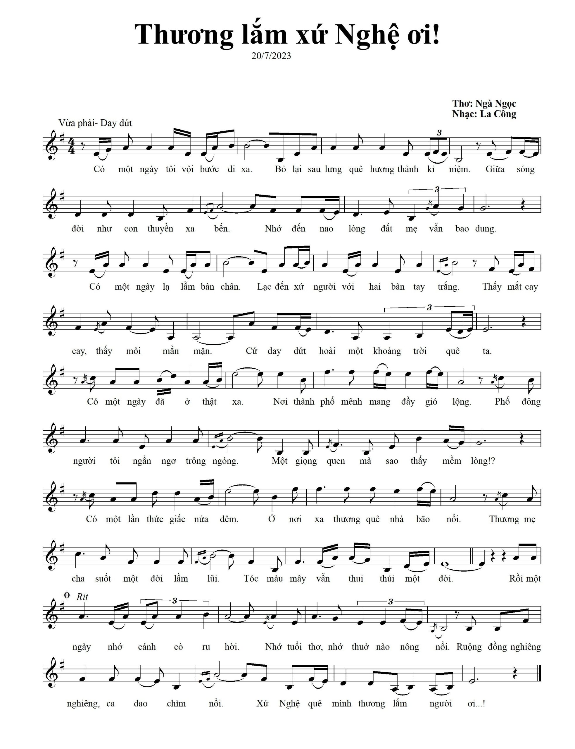 Sheet nhạc Thương lắm xứ Nghệ ơi - Trang 3