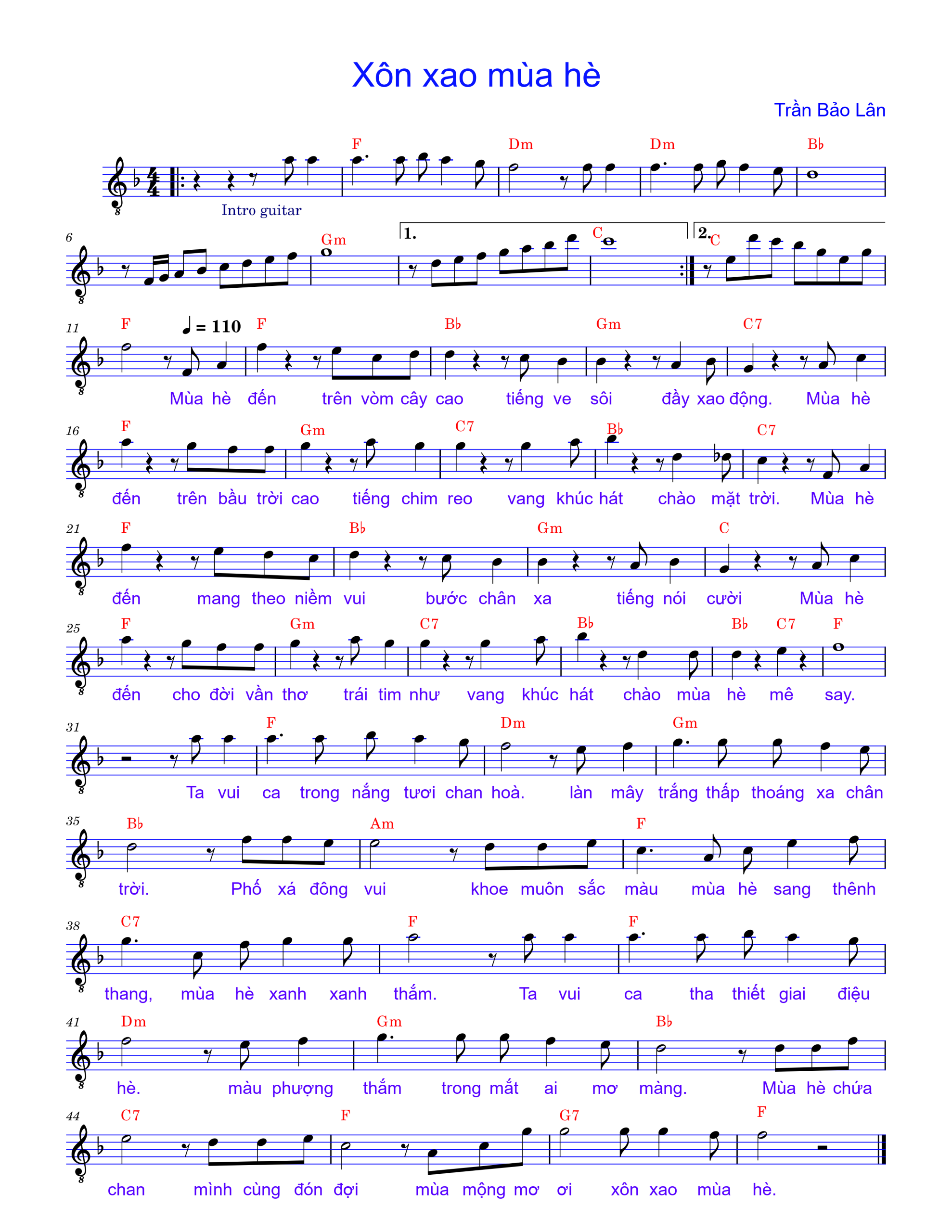 Sheet nhạc Xôn xao mùa hè - Trang 1