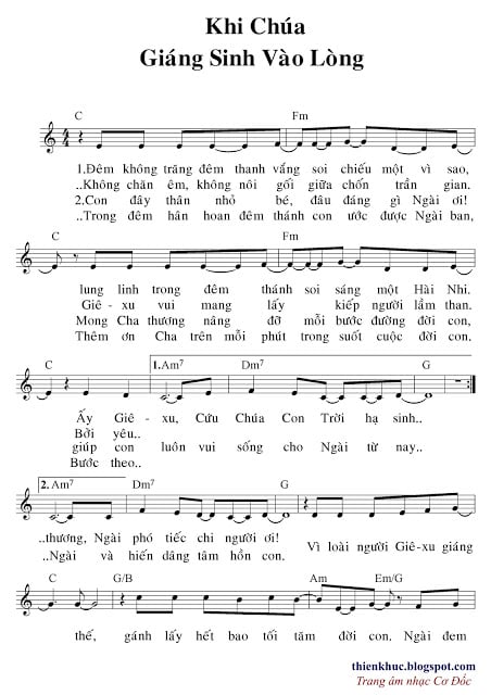 Sheet nhạc Khi Chúa giáng sinh vào lòng - Trang 1