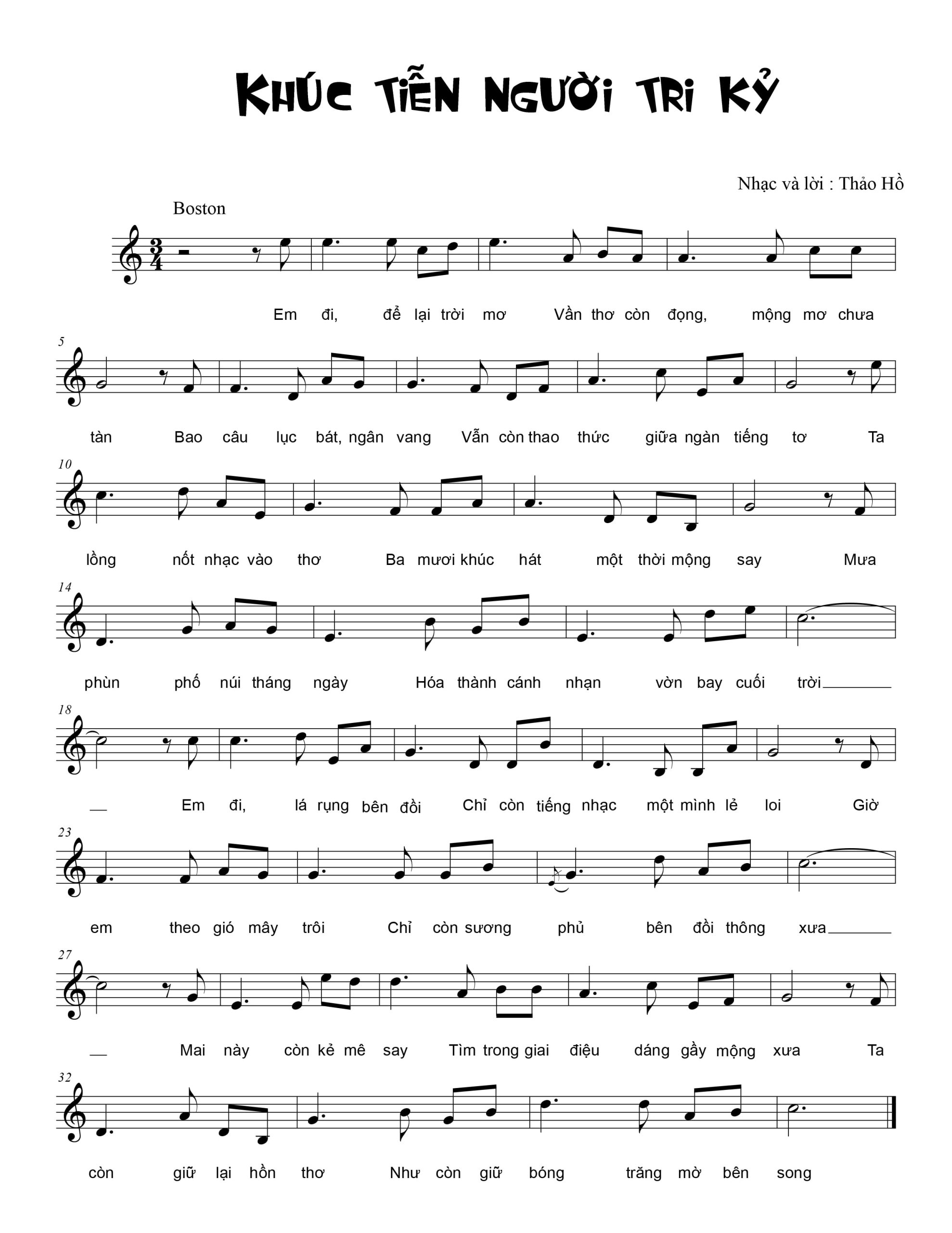 Sheet nhạc Khúc tiễn người tri kỷ - Trang 1