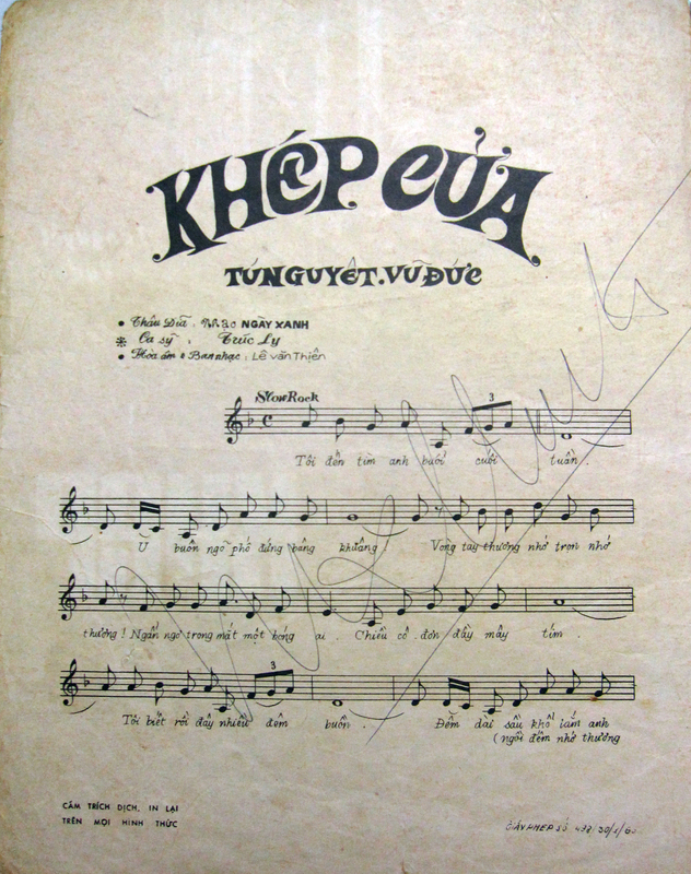 Sheet nhạc Khép cửa - Trang 2