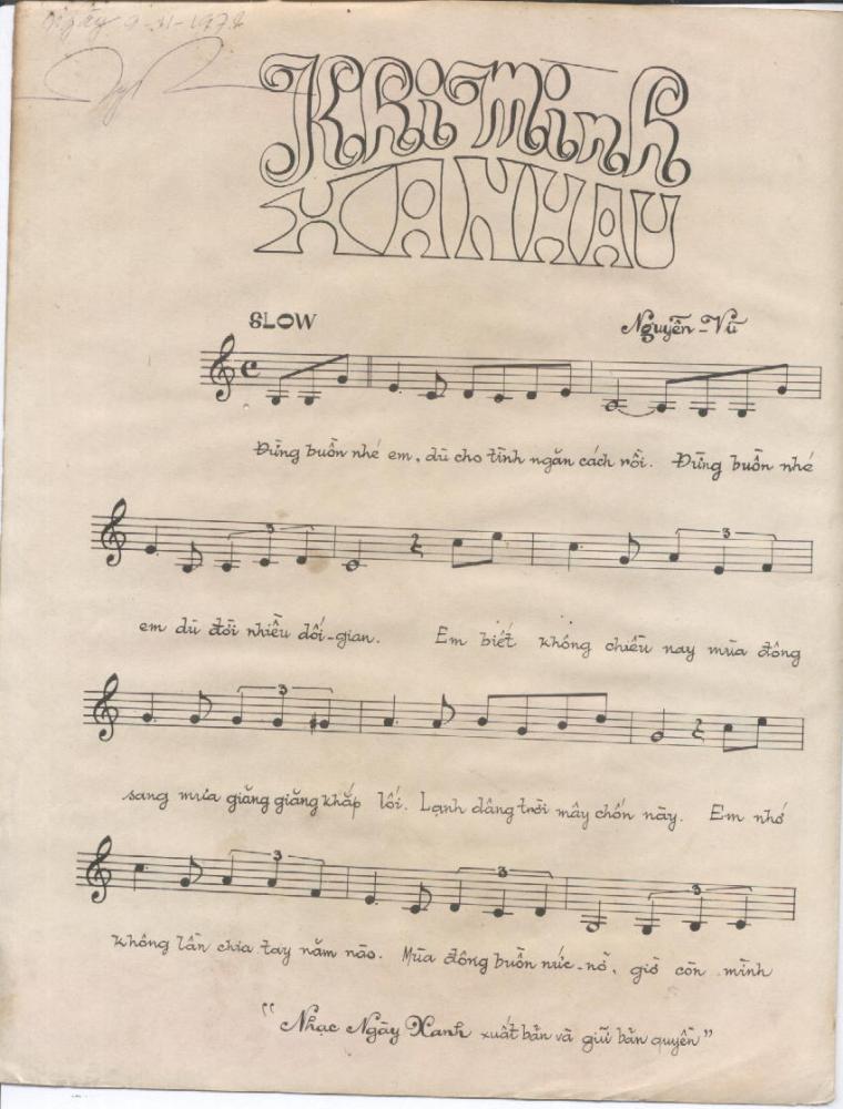 Sheet nhạc Khi mình xa nhau - Trang 2