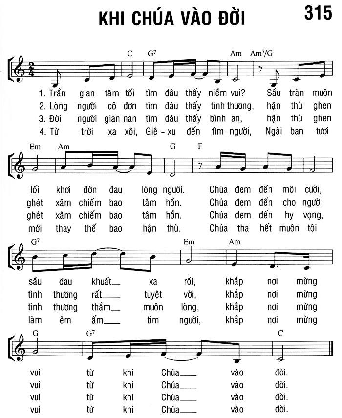 Sheet nhạc Khi Chúa vào đời - Trang 1