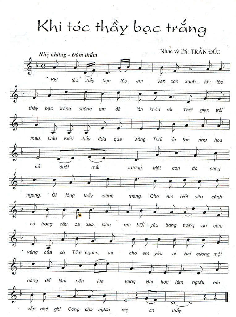 Sheet nhạc Khi tóc thầy bạc trắng - Trang 2