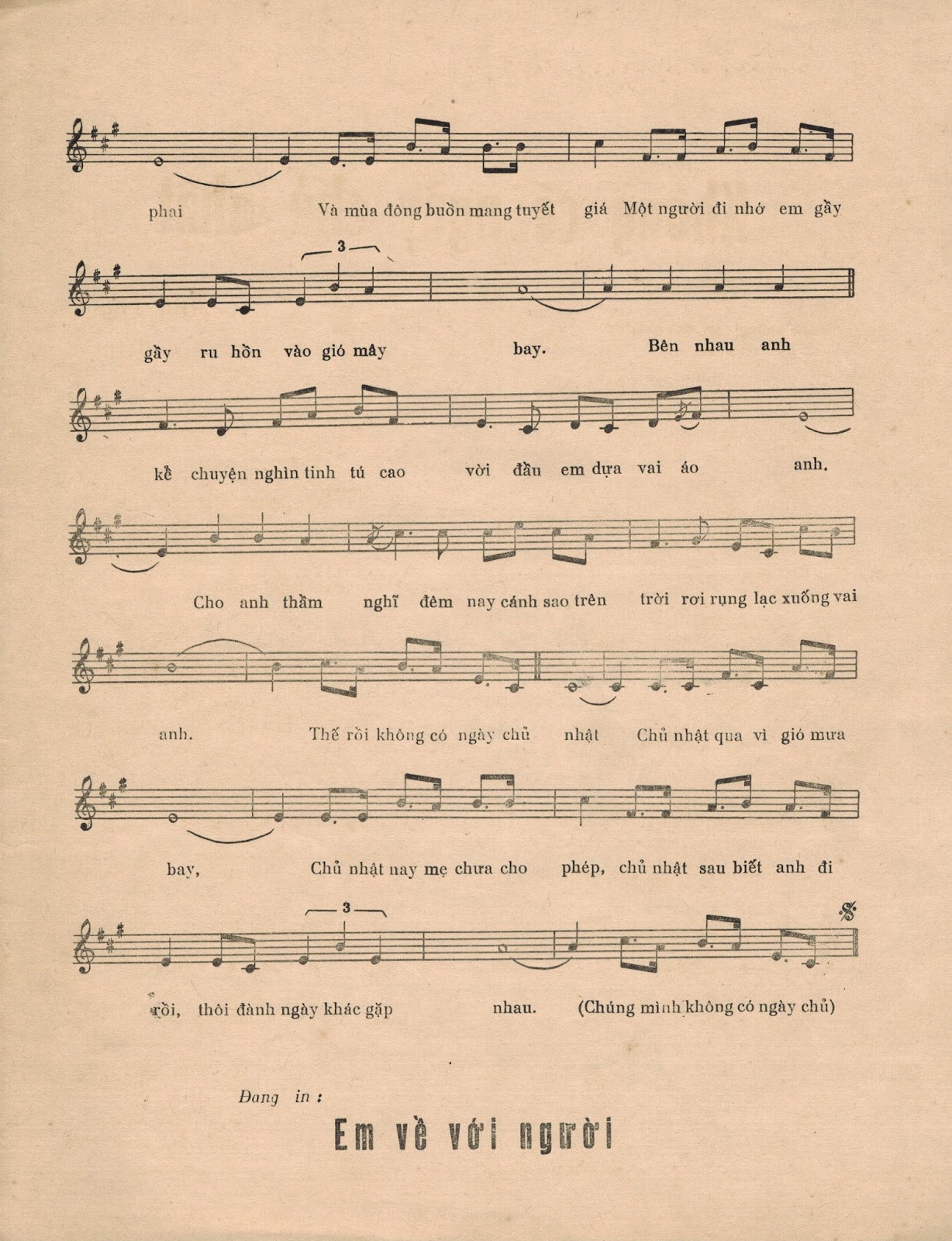 Sheet nhạc Không có ngày chủ nhật - Trang 3