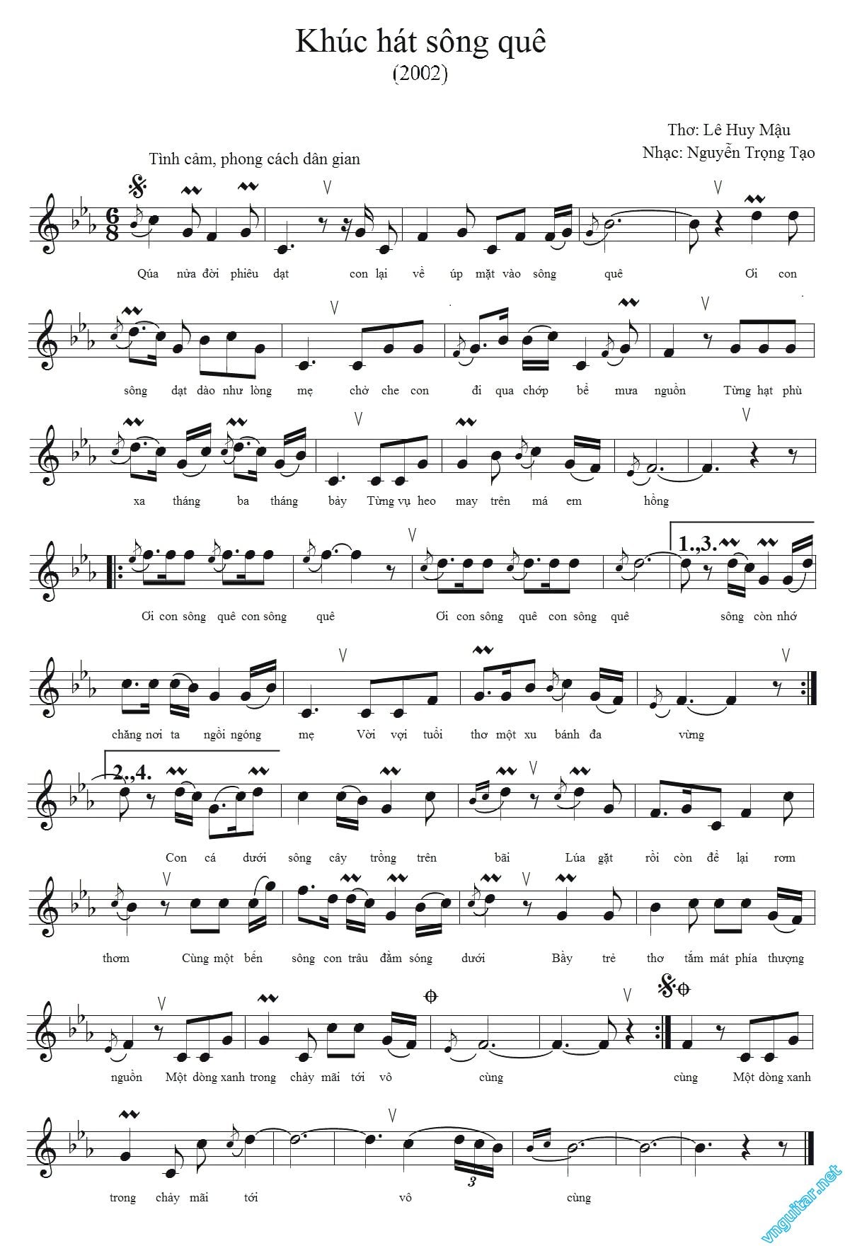 Sheet nhạc Khúc hát sông quê - Trang 1