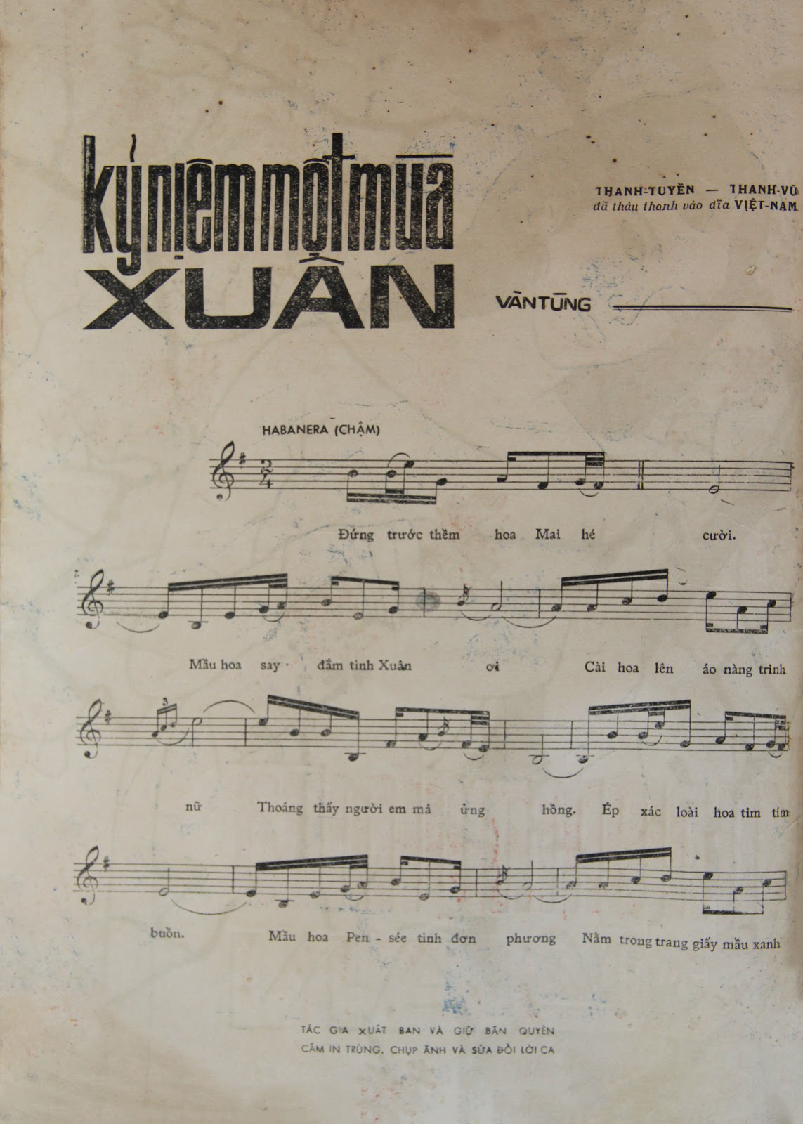 Sheet nhạc Kỷ niệm một mùa xuân - Trang 2