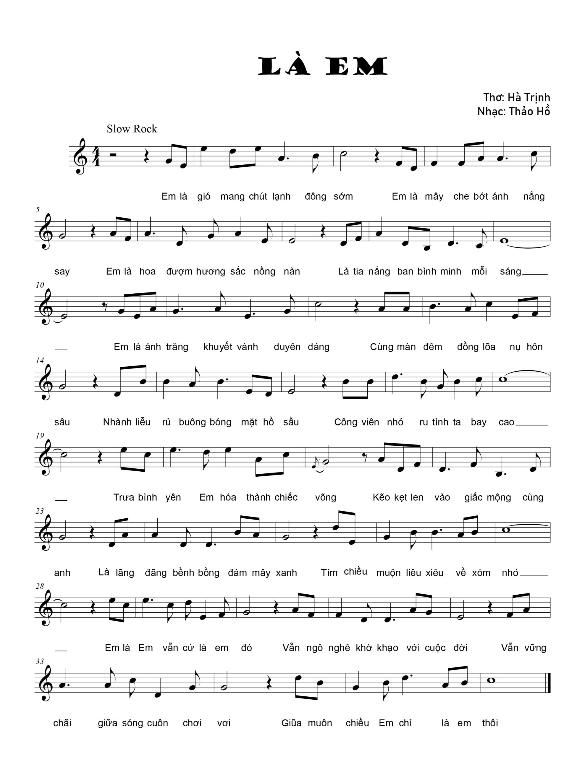 Sheet nhạc Là em - Trang 1