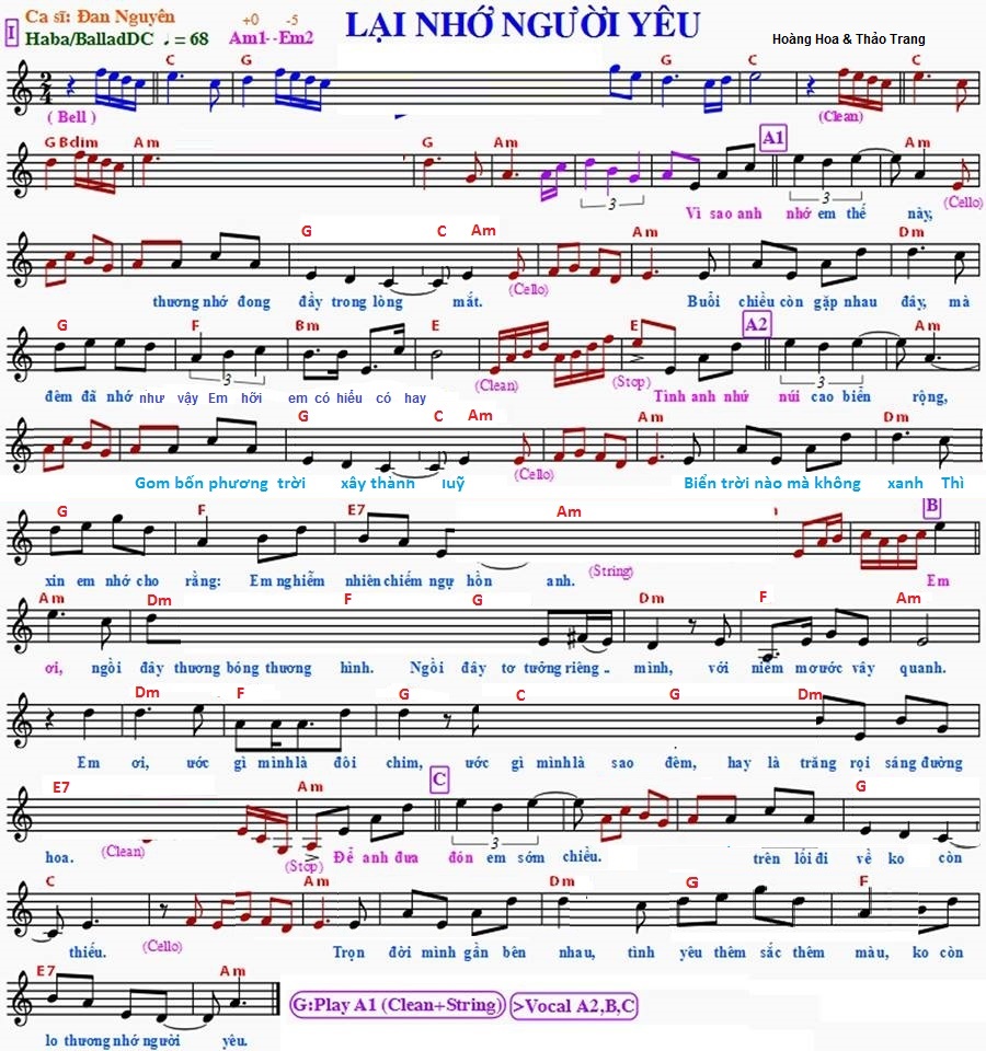 Sheet nhạc Lại nhớ người yêu - Trang 3