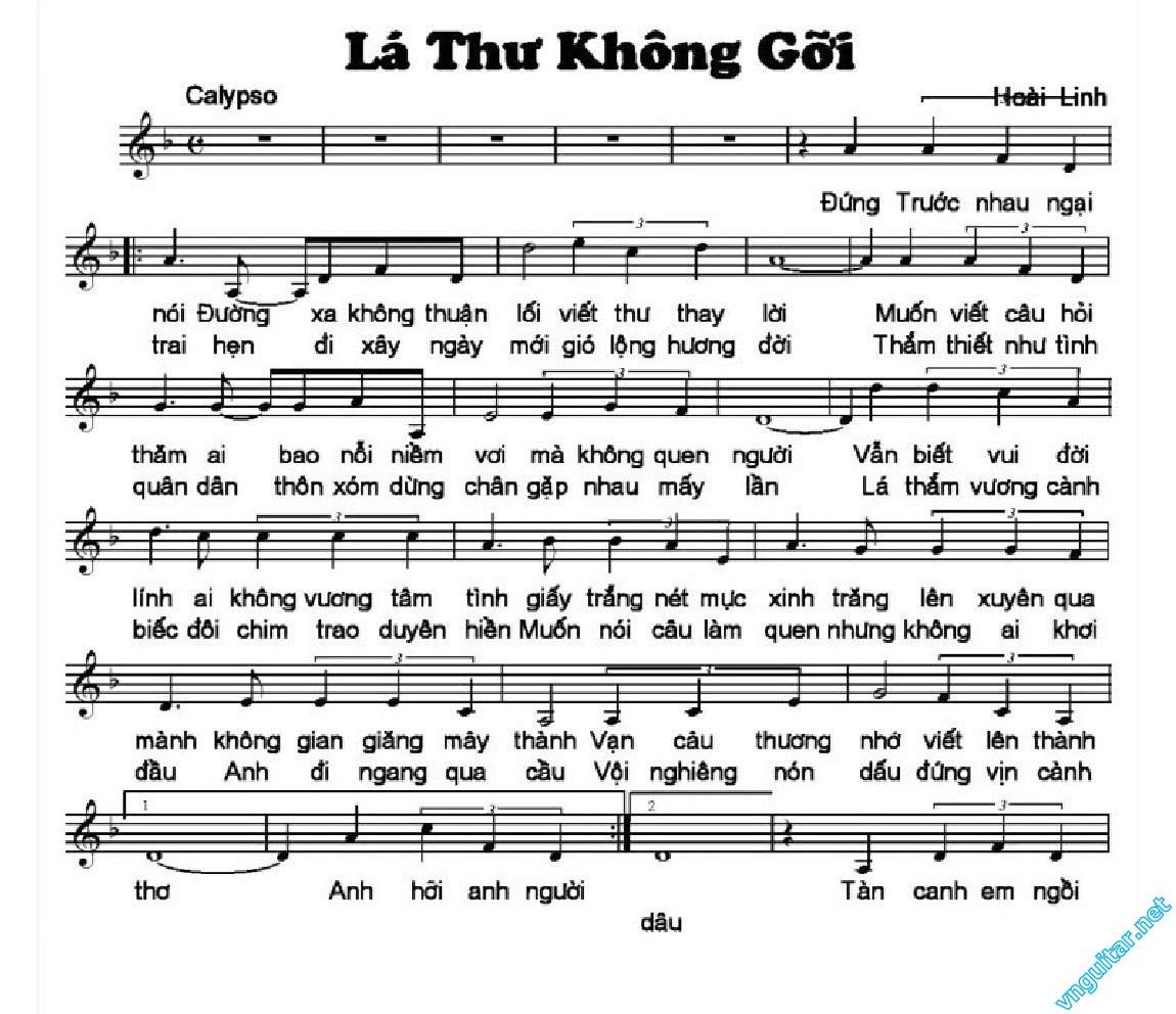 Sheet nhạc Lá thư không gửi - Trang 1