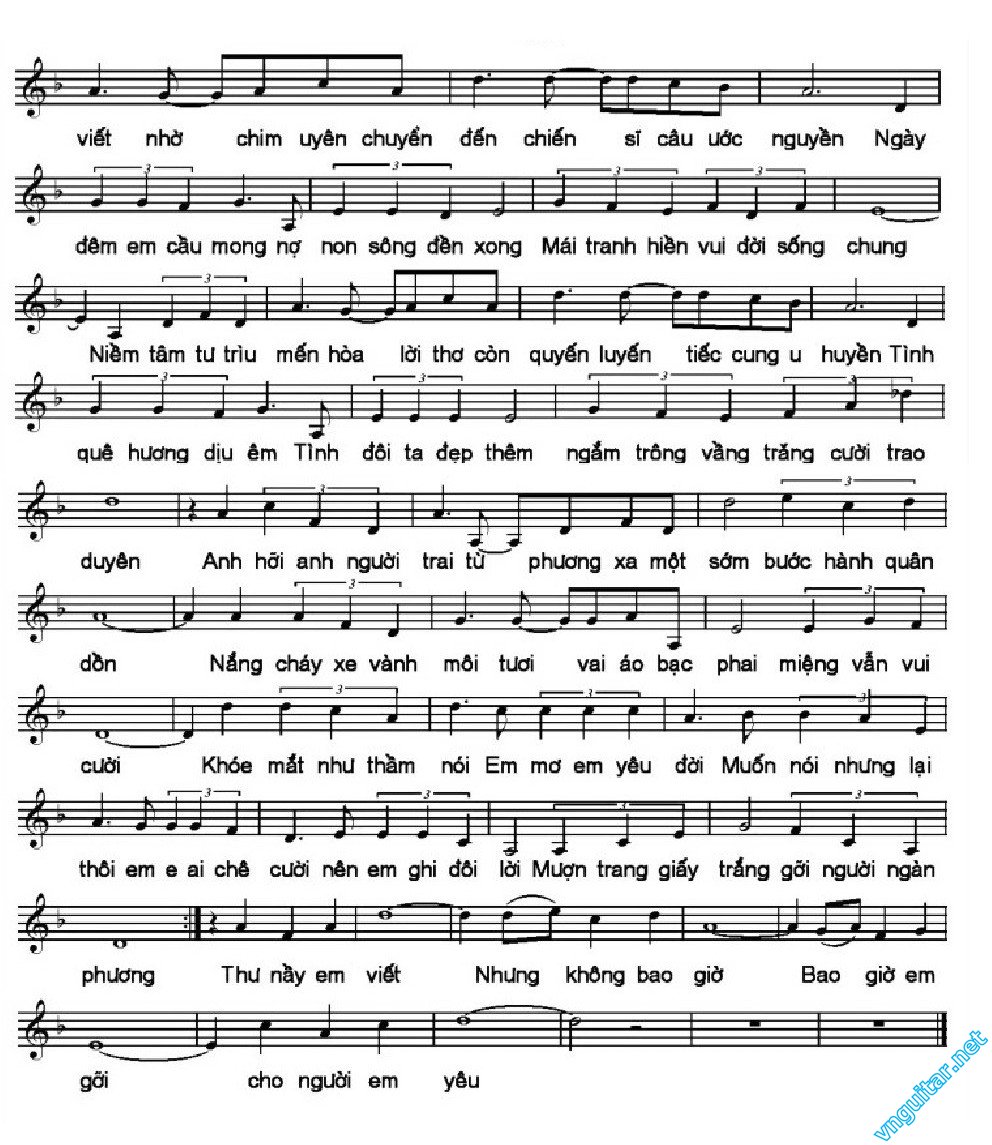 Sheet nhạc Lá thư không gửi - Trang 2