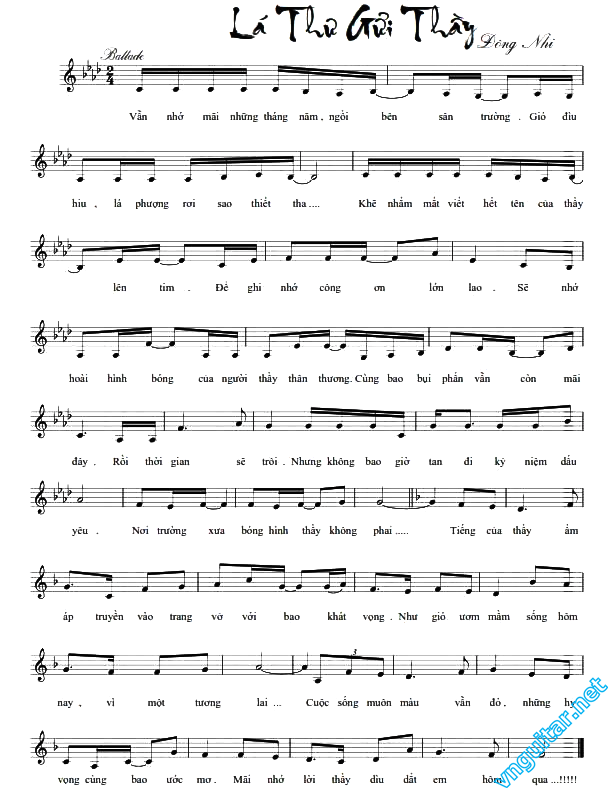 Sheet nhạc Lá thư gửi thầy - Trang 1