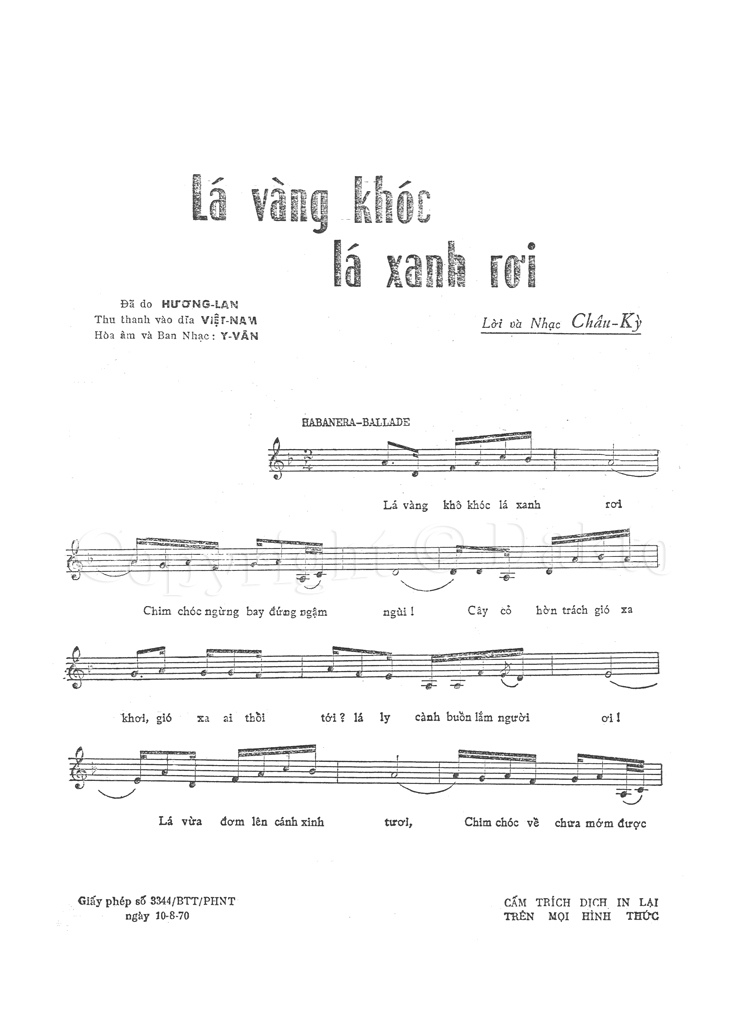 Sheet nhạc Lá vàng khóc lá xanh rơi - Trang 1