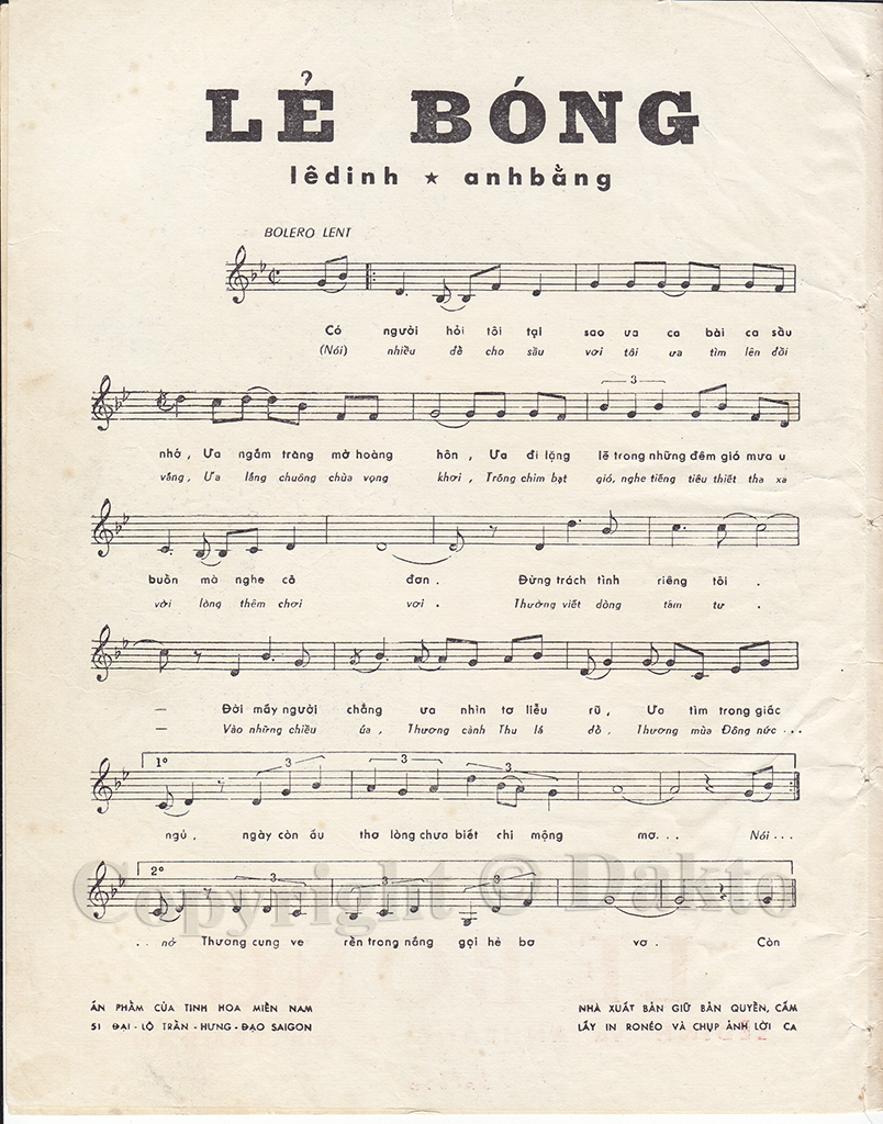 Sheet nhạc Lẻ bóng - Trang 2