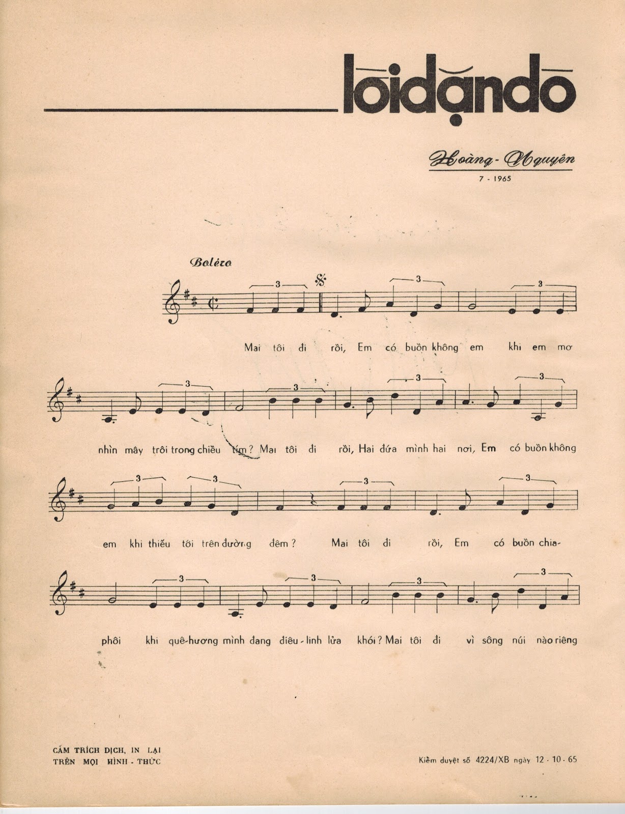 Sheet nhạc Lời dặn dò - Trang 2