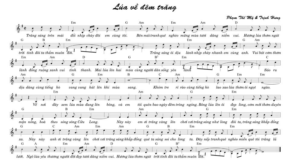 Sheet nhạc Lúa về đêm trăng - Trang 1