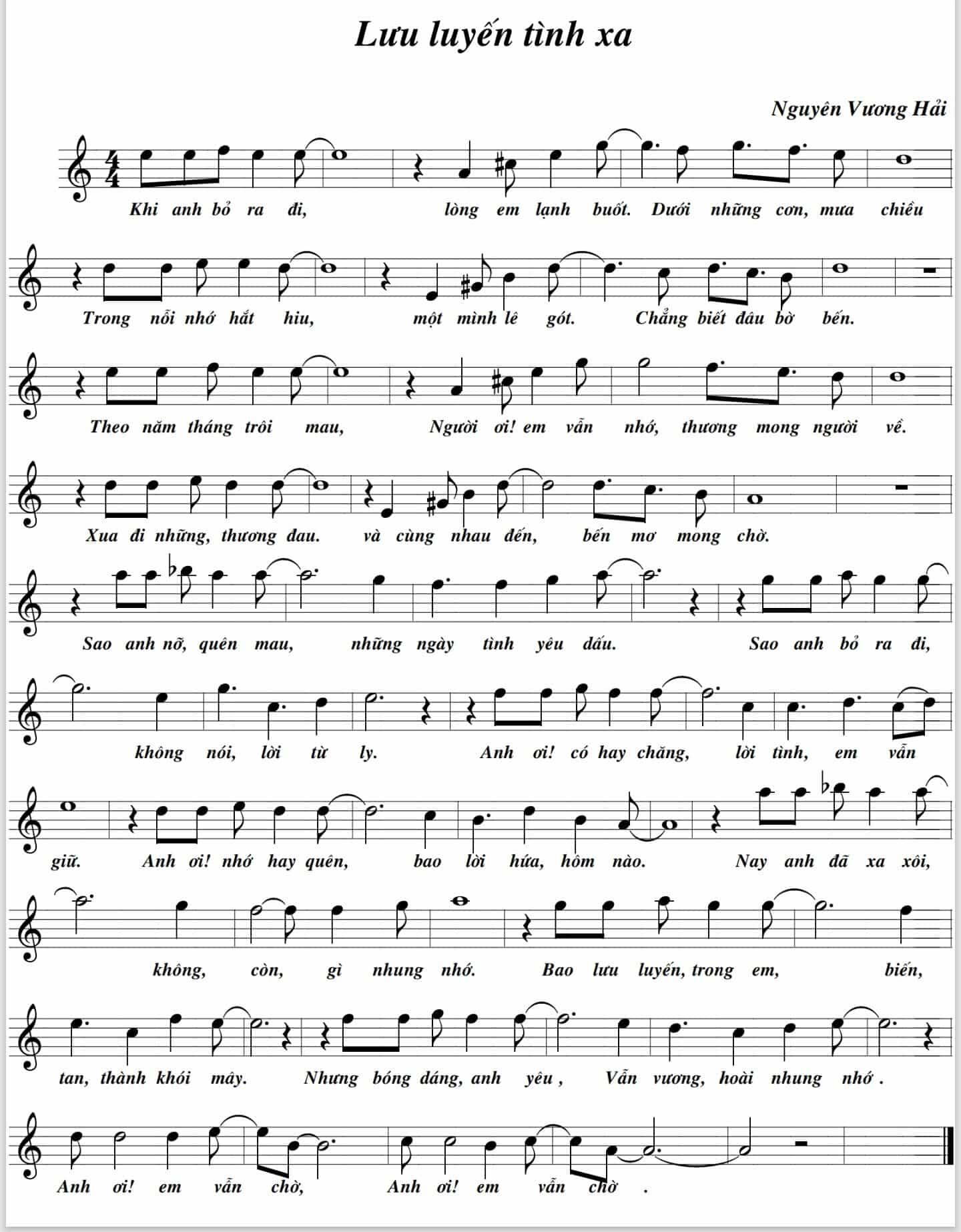 Sheet nhạc Lưu luyến tình xa - Trang 1