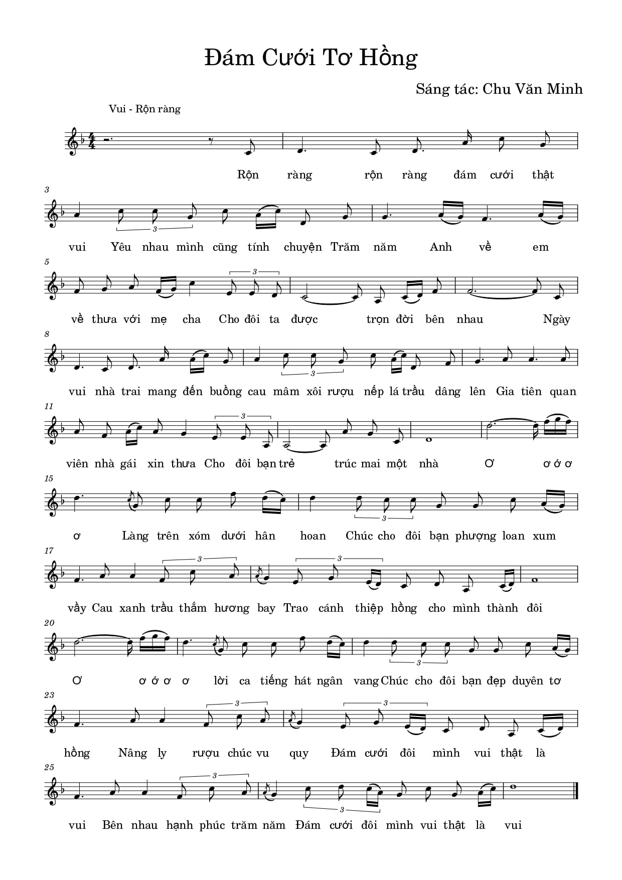 Sheet nhạc Đám cưới tơ hồng - Trang 1