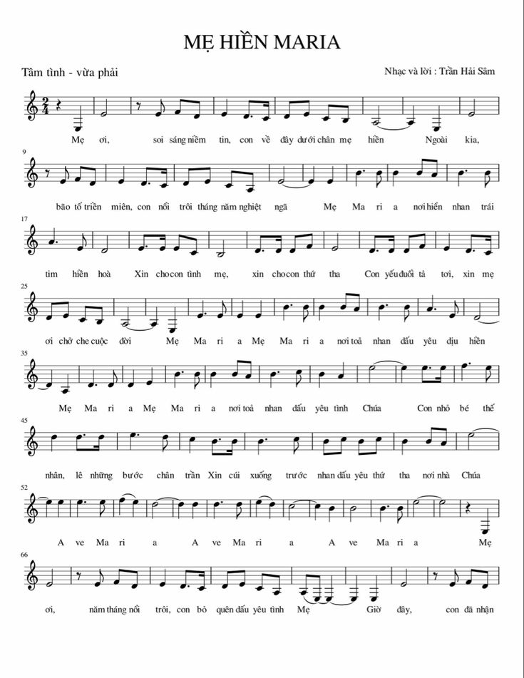 Sheet nhạc Mẹ hiền Maria - Trang 1