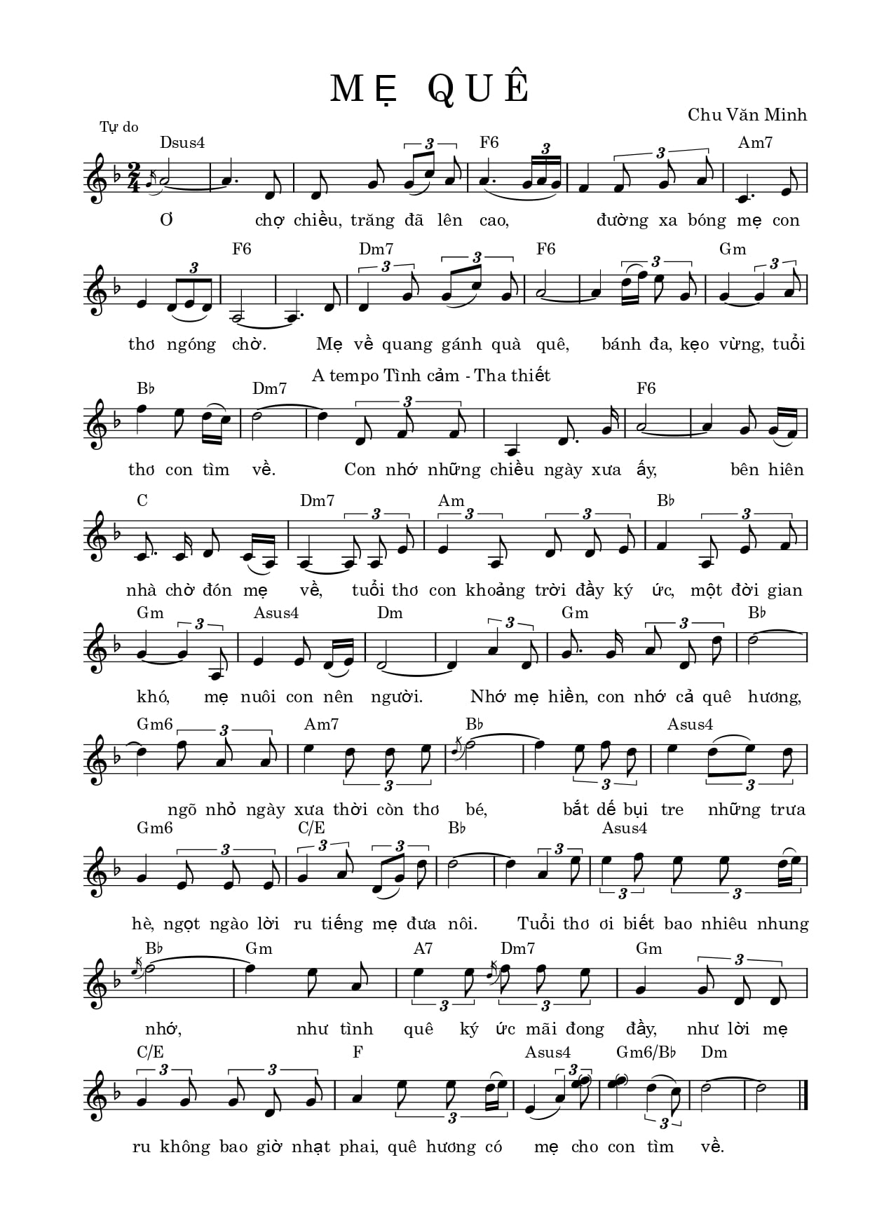 Sheet nhạc Mẹ quê - Trang 1