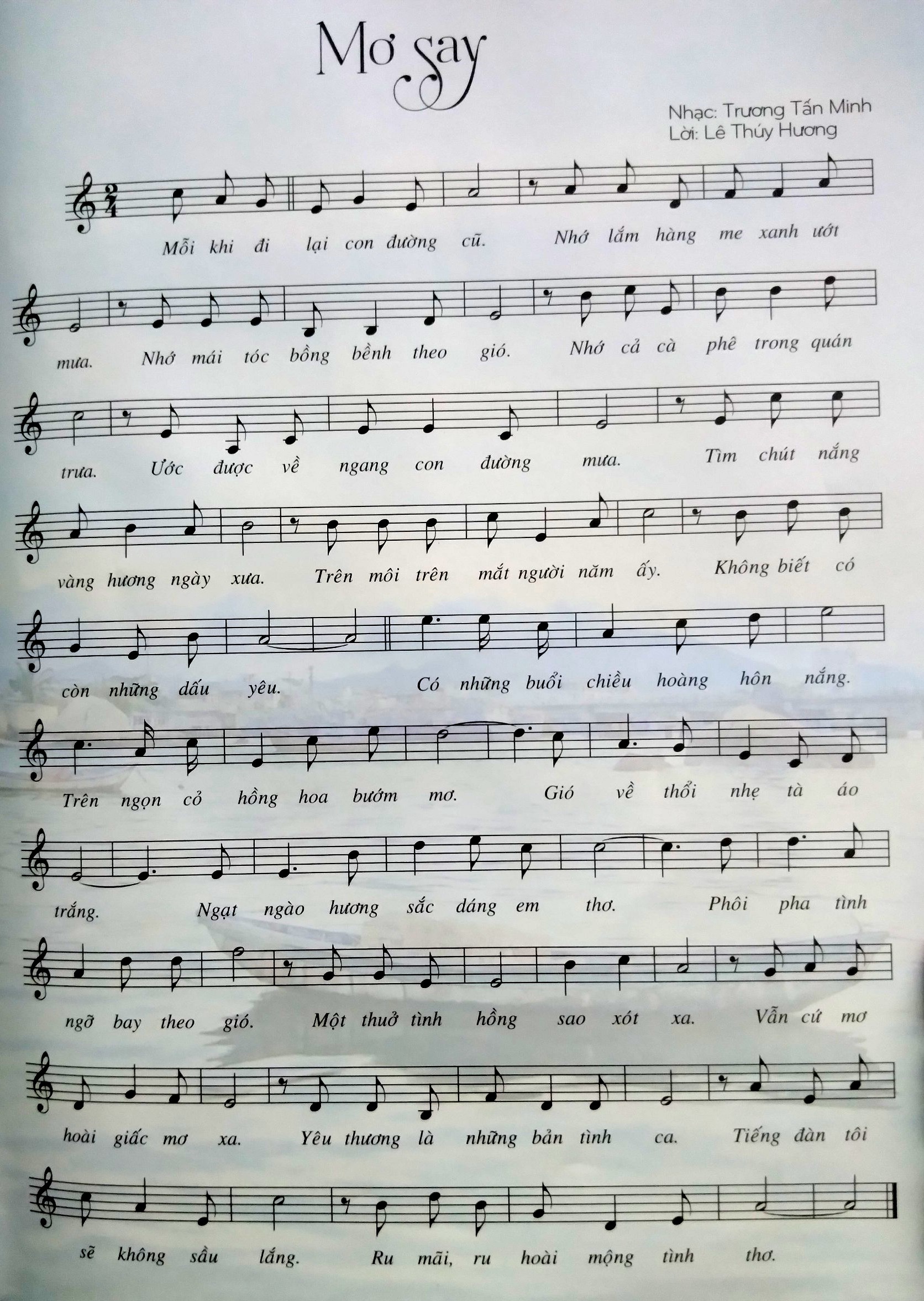 Sheet nhạc Mơ say - Trang 1