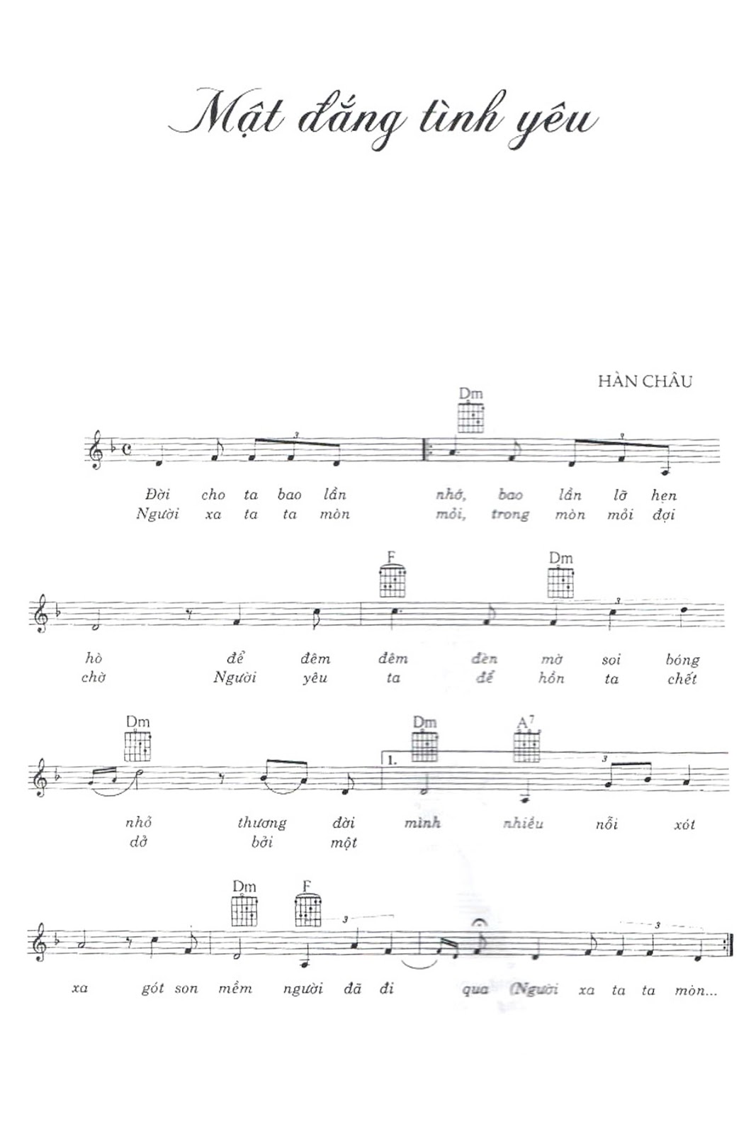 Sheet nhạc Mật đắng tình yêu - Trang 1