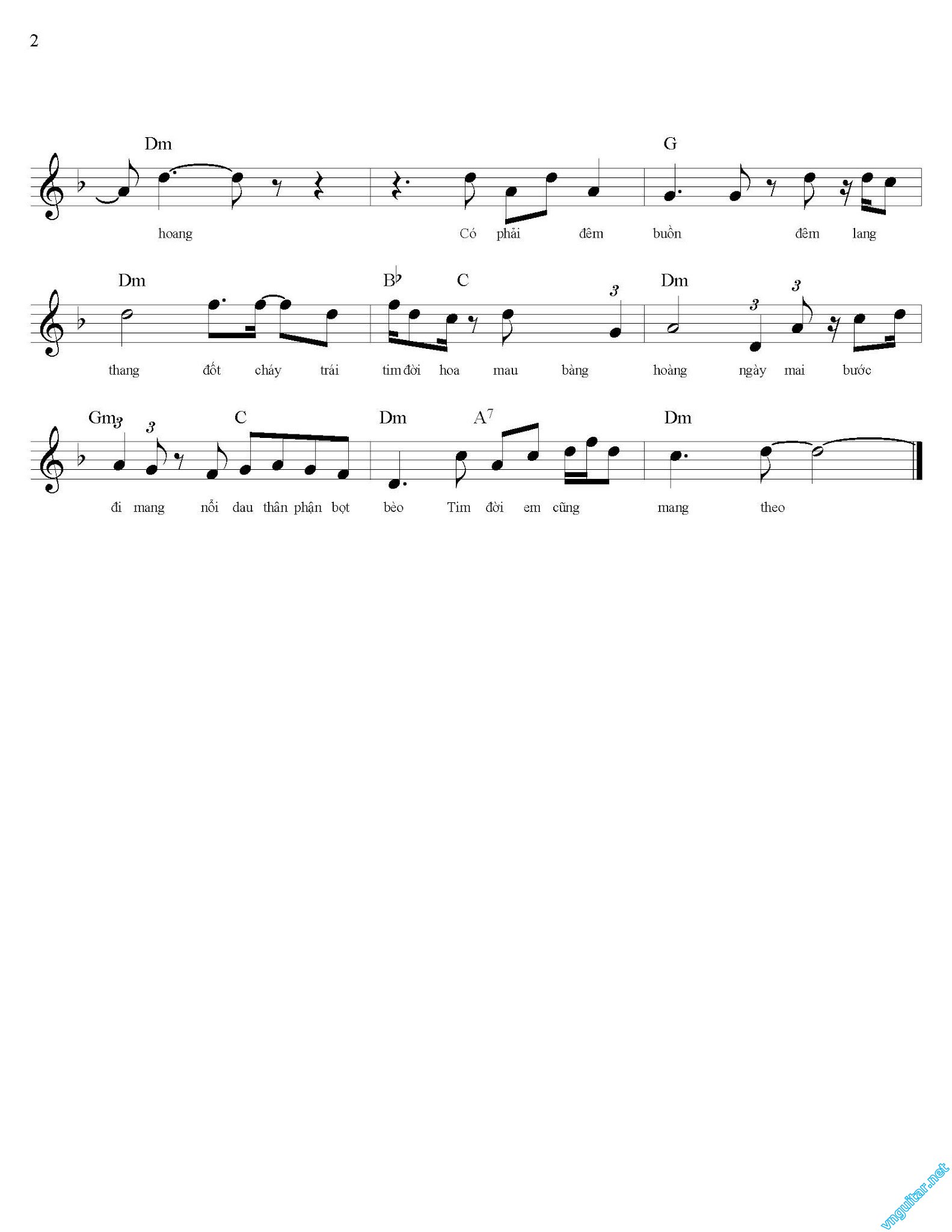 Sheet nhạc Mèo hoang - Trang 2