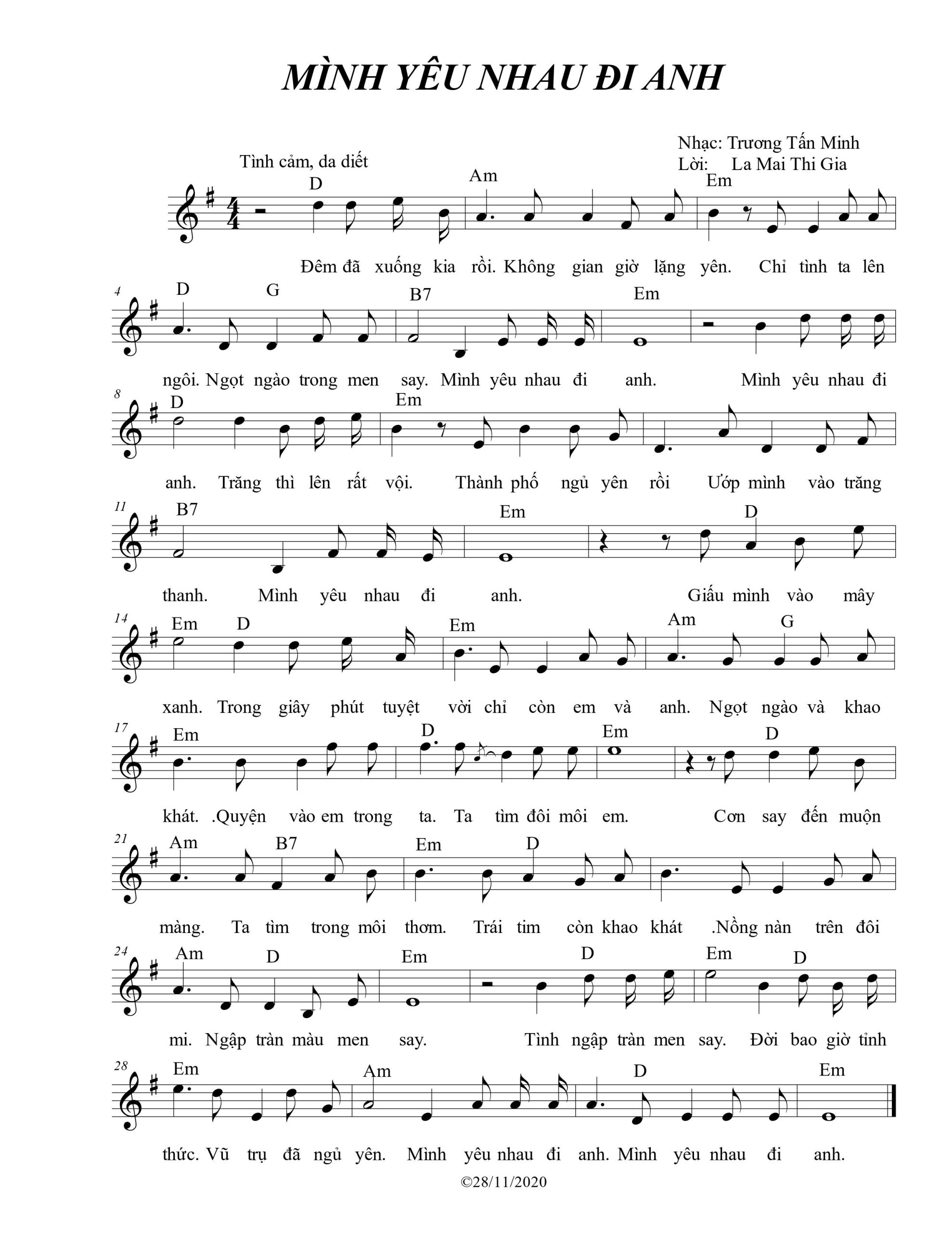 Sheet nhạc Mình yêu nhau đi anh - Trang 1