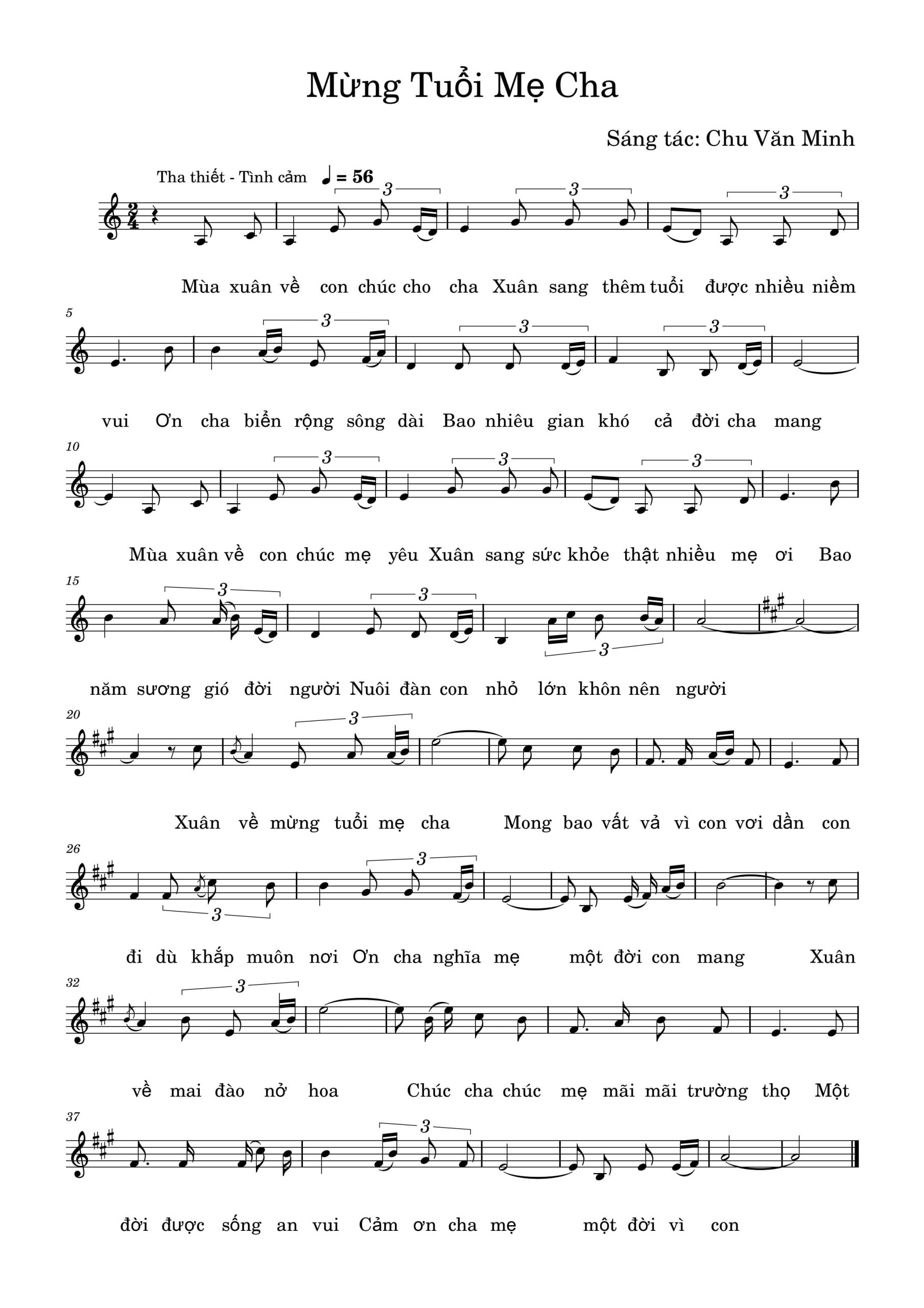 Sheet nhạc Mừng tuổi mẹ cha - Trang 1