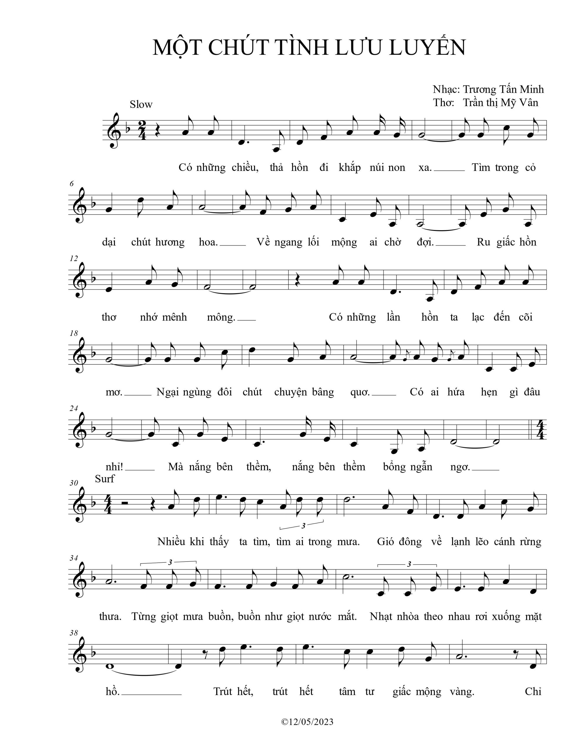Sheet nhạc Một chút tình lưu luyến - Trang 1